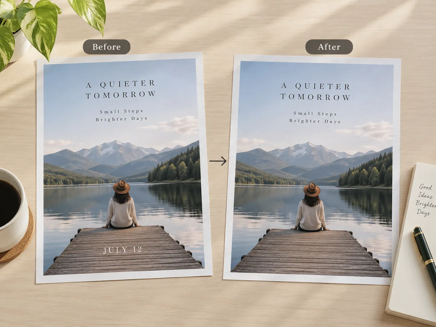 Before and after product package with a temporary sale sticker removed